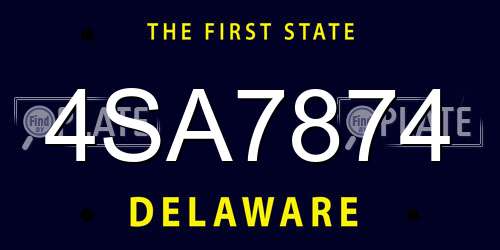 4SA7874 Delaware License Plate