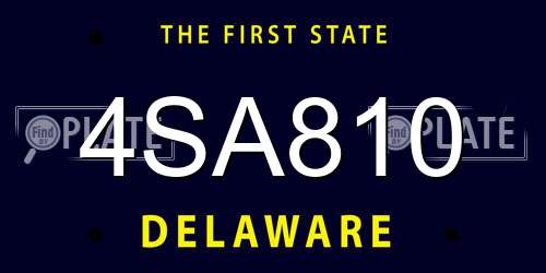 4SA810 Delaware License Plate