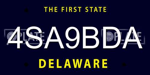 4SA9BDA Delaware License Plate