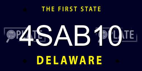 4SAB10 Delaware License Plate