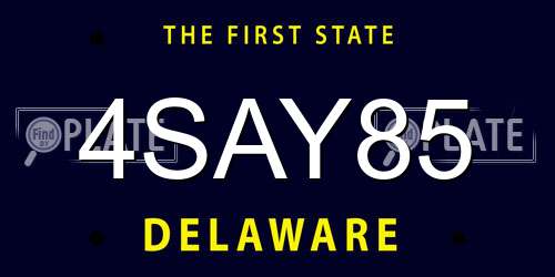 4SAY85 Delaware License Plate