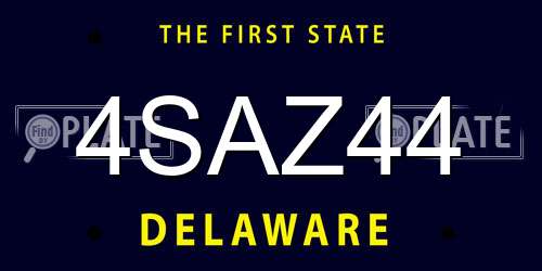 4SAZ44 Delaware License Plate