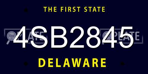 4SB2845 Delaware License Plate