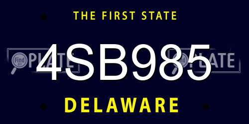 4SB985 Delaware License Plate