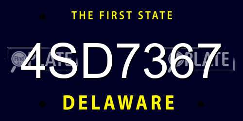 4SD7367 Delaware License Plate