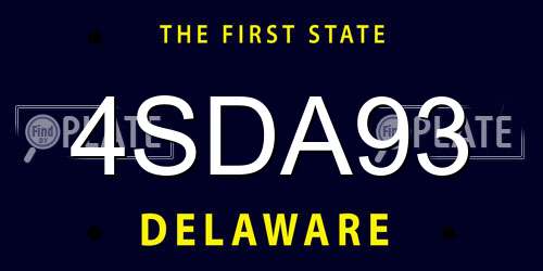 4SDA93 Delaware License Plate