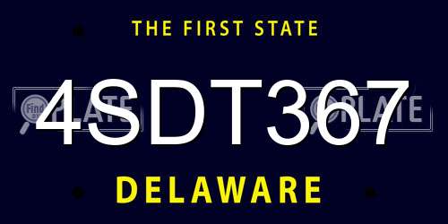 4SDT367 Delaware License Plate