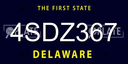 4SDZ367 Delaware License Plate