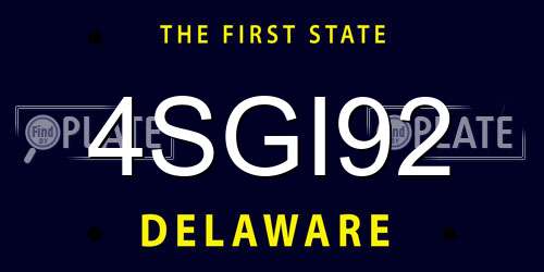 4SGI92 Delaware License Plate