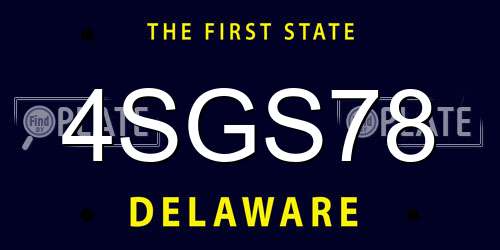 4SGS78 Delaware License Plate