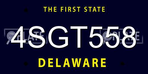4SGT558 Delaware License Plate