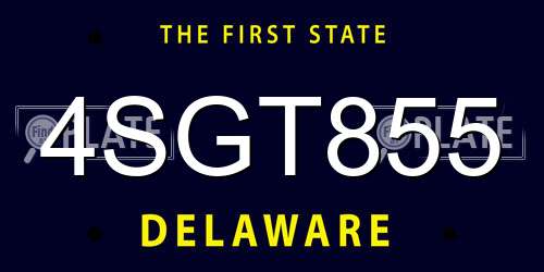4SGT855 Delaware License Plate