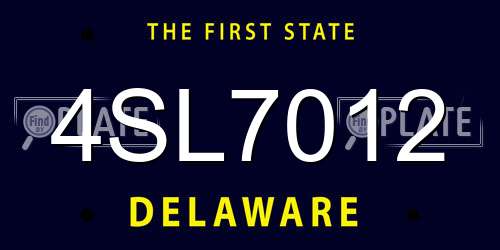 4SL7012 Delaware License Plate