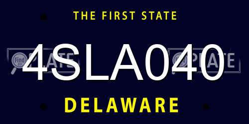 4SLA040 Delaware License Plate