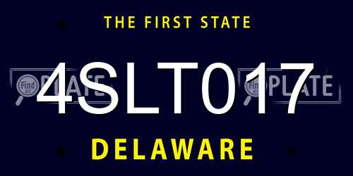 4SLT017 Delaware License Plate