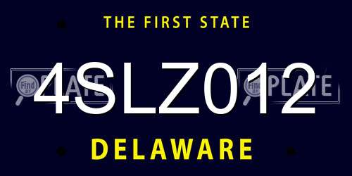 4SLZ012 Delaware License Plate