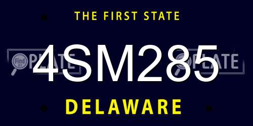 4SM285 Delaware License Plate
