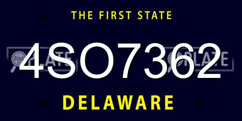 4SO7362 Delaware License Plate