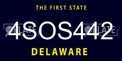 4SOS442 Delaware License Plate