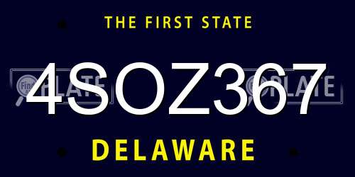 4SOZ367 Delaware License Plate