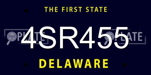 4SR455 Delaware License Plate