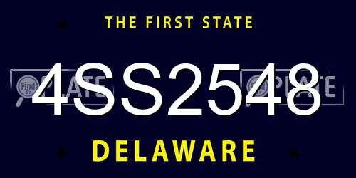 4SS2548 Delaware License Plate