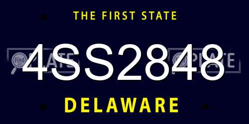 4SS2848 Delaware License Plate