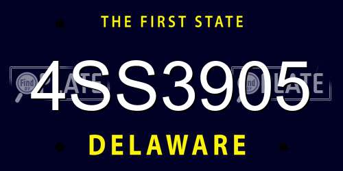4SS3905 Delaware License Plate