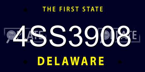 4SS3908 Delaware License Plate