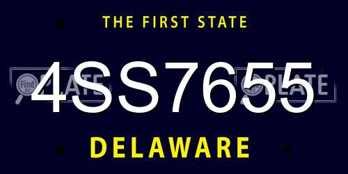 4SS7655 Delaware License Plate