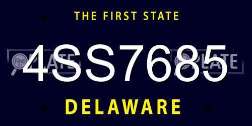 4SS7685 Delaware License Plate