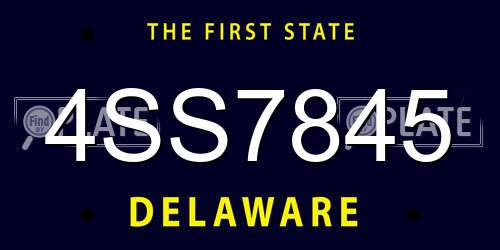 4SS7845 Delaware License Plate
