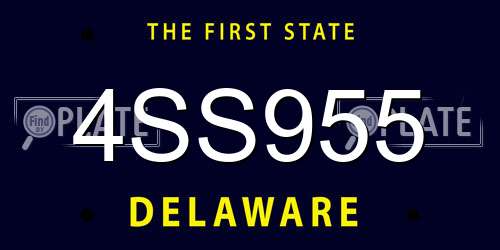 4SS955 Delaware License Plate