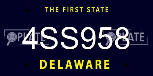 4SS958 Delaware License Plate