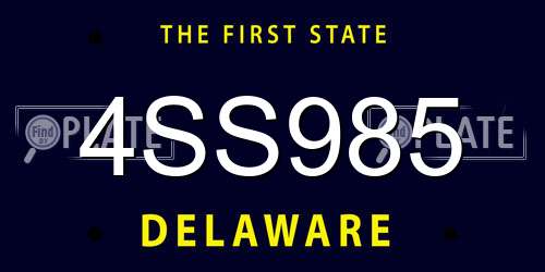 4SS985 Delaware License Plate