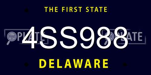 4SS988 Delaware License Plate