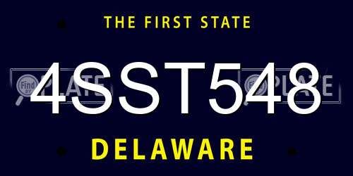 4SST548 Delaware License Plate
