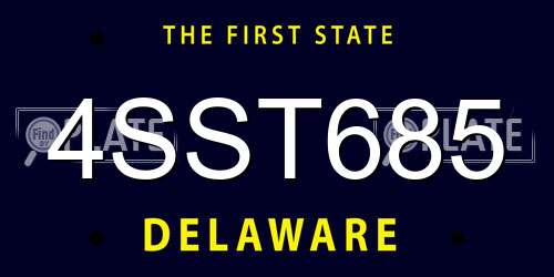 4SST685 Delaware License Plate