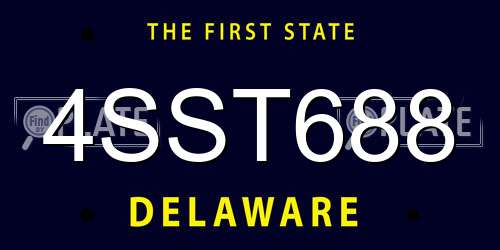 4SST688 Delaware License Plate
