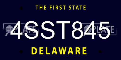 4SST845 Delaware License Plate