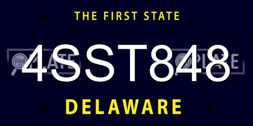 4SST848 Delaware License Plate