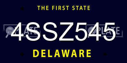 4SSZ545 Delaware License Plate
