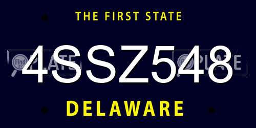 4SSZ548 Delaware License Plate