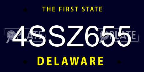 4SSZ655 Delaware License Plate
