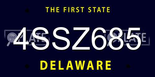 4SSZ685 Delaware License Plate