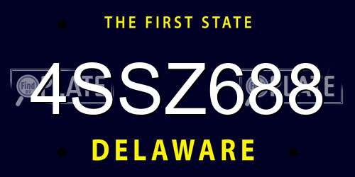 4SSZ688 Delaware License Plate