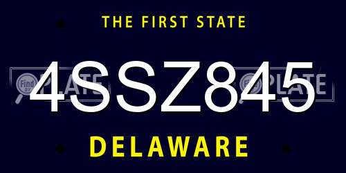 4SSZ845 Delaware License Plate