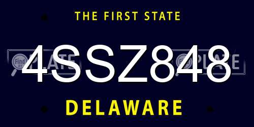 4SSZ848 Delaware License Plate