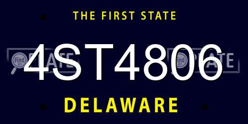 4ST4806 Delaware License Plate