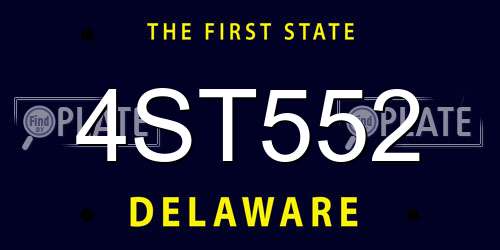 4ST552 Delaware License Plate